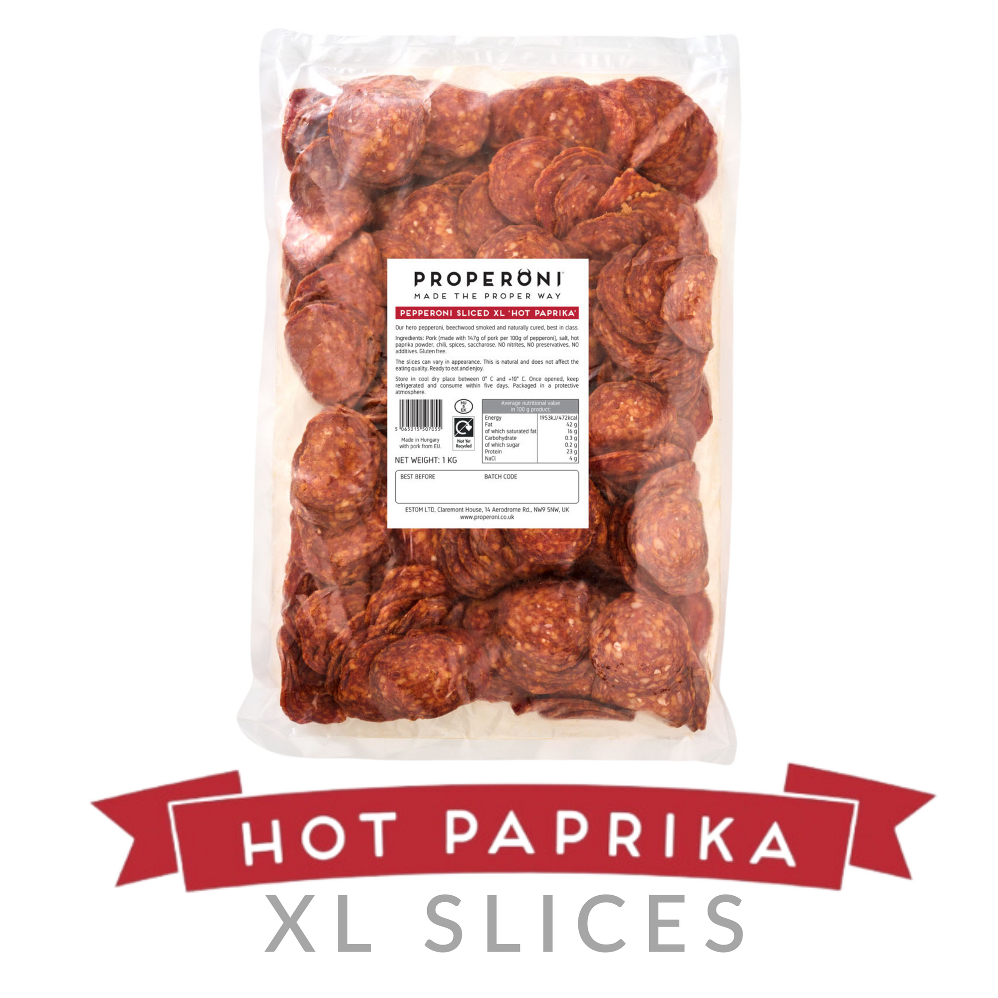 PROPERONI 'Hot Paprika' XL Sliced Pepperoni Trade 1kg