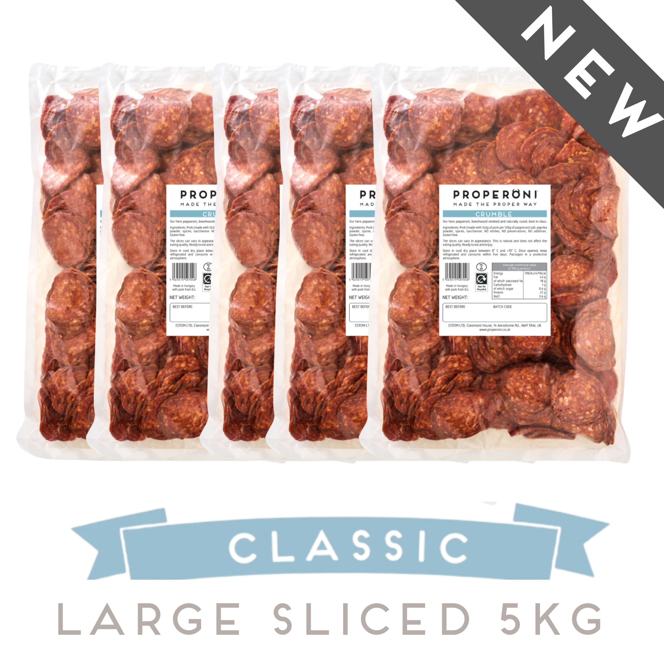 Properoni Classic Large Sliced Pepperoni 5kg