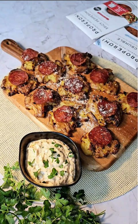 Smashed Garlic-Parmesan PROPERONI Potatoes