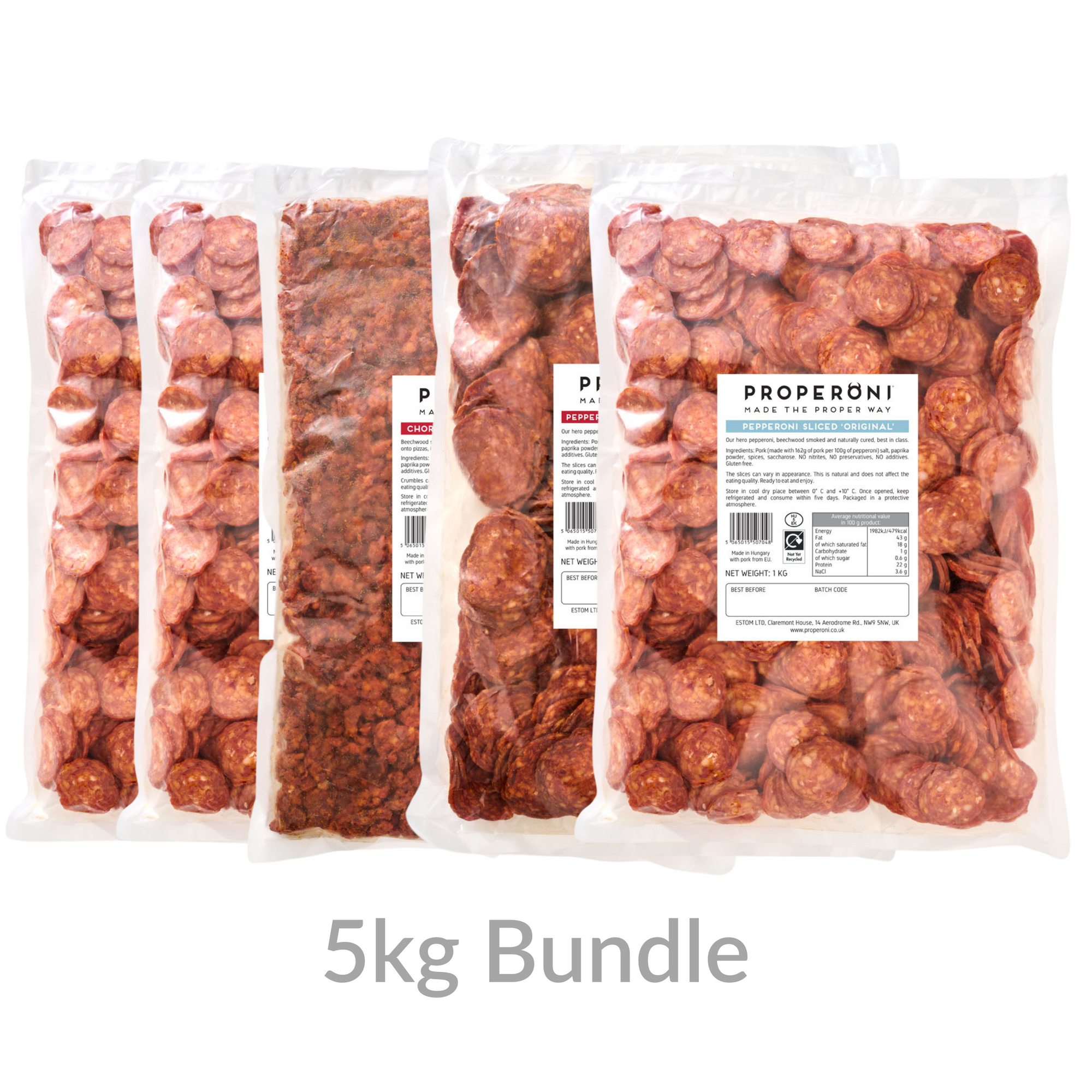 Properoni Sliced Pepperoni Trade Bundle 5 x 1kg (P&P Free excl. Northern Ireland)