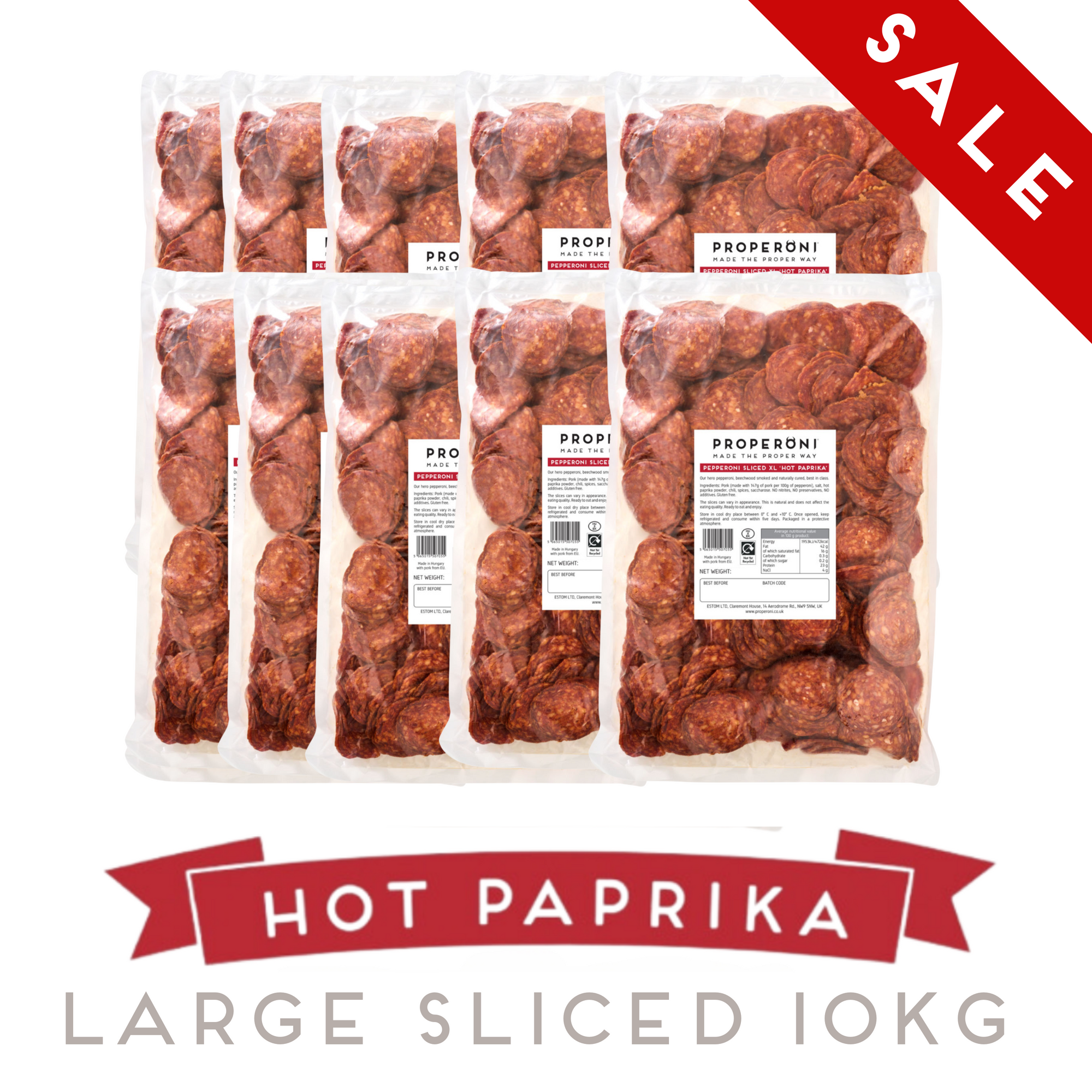 Properoni Hot Paprika Large Sliced Pepperoni 10kg