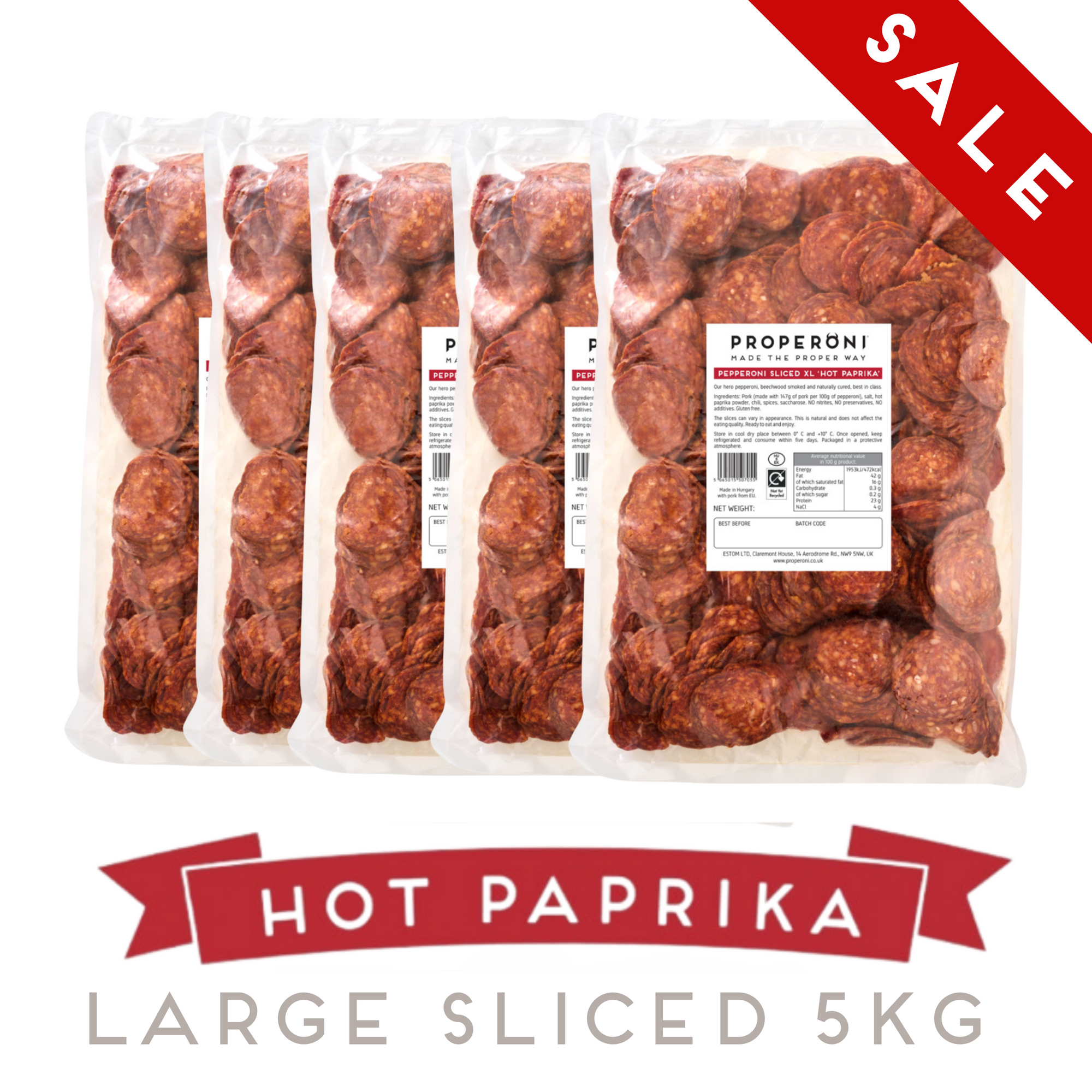 Properoni Hot Paprika Large Sliced Pepperoni 5kg