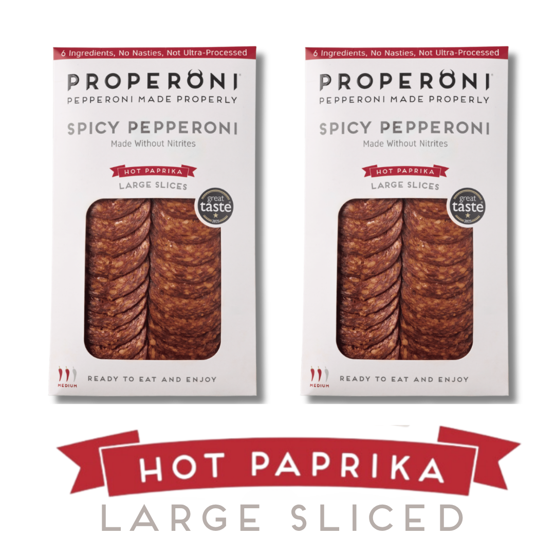 Properoni Hot Paprika Large Sliced Pepperoni 2 x 80g