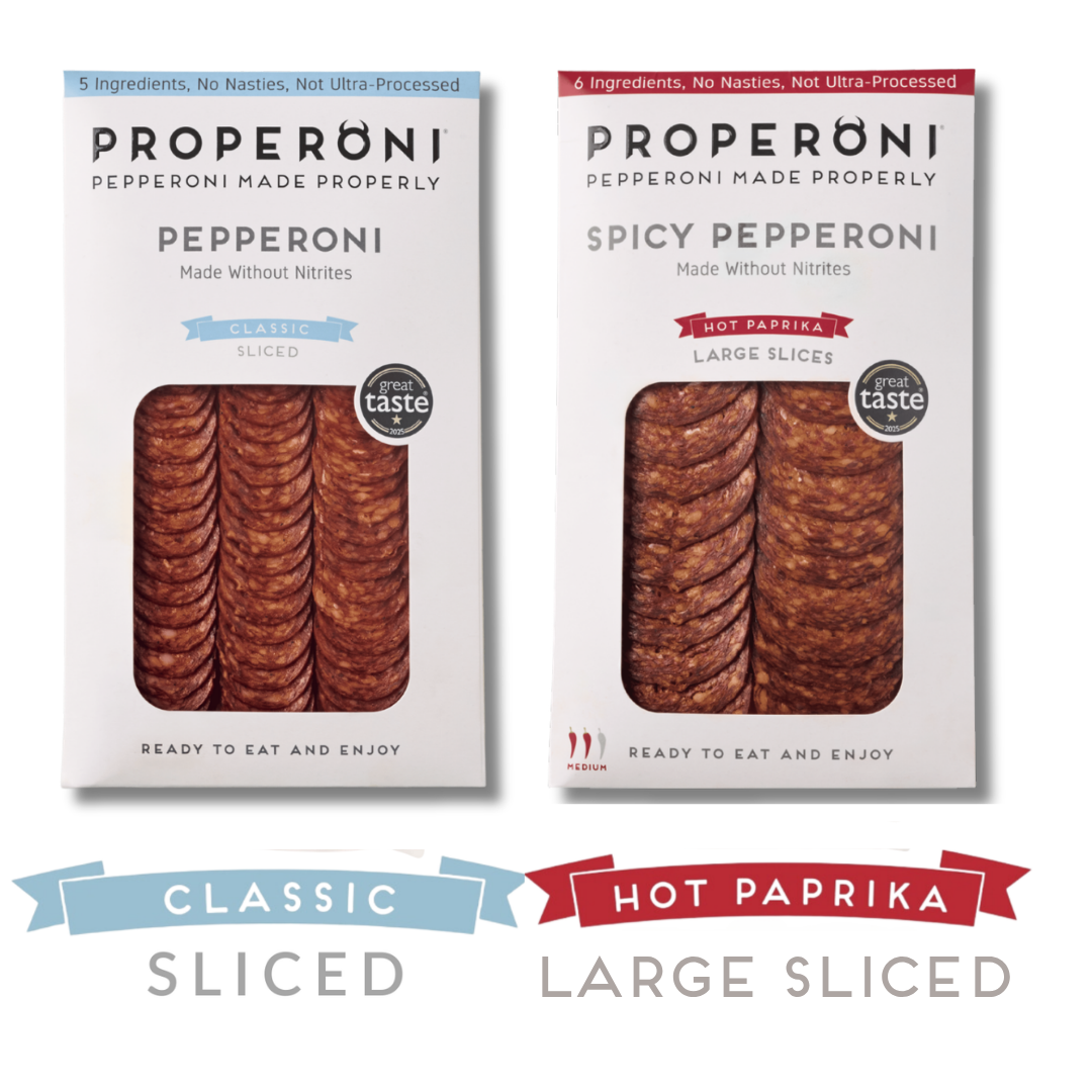 Properoni Classic & Hot Paprika Sliced Pepperoni Mixed Bundle 2 x 80g